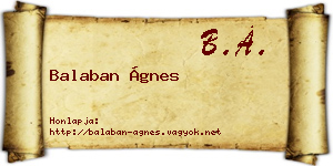 Balaban Ágnes névjegykártya
